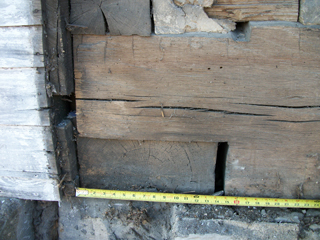 Hand Hewn Oak sill is still like new